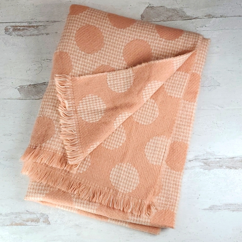 Pretty Persuasions | Blush Pink and Ivory Polka Dots Reversible Blanket Scarf